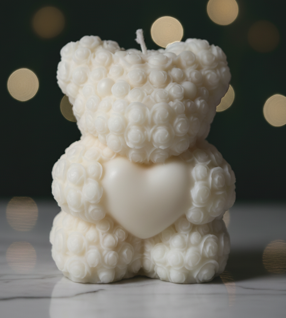 XL Rose bear candle