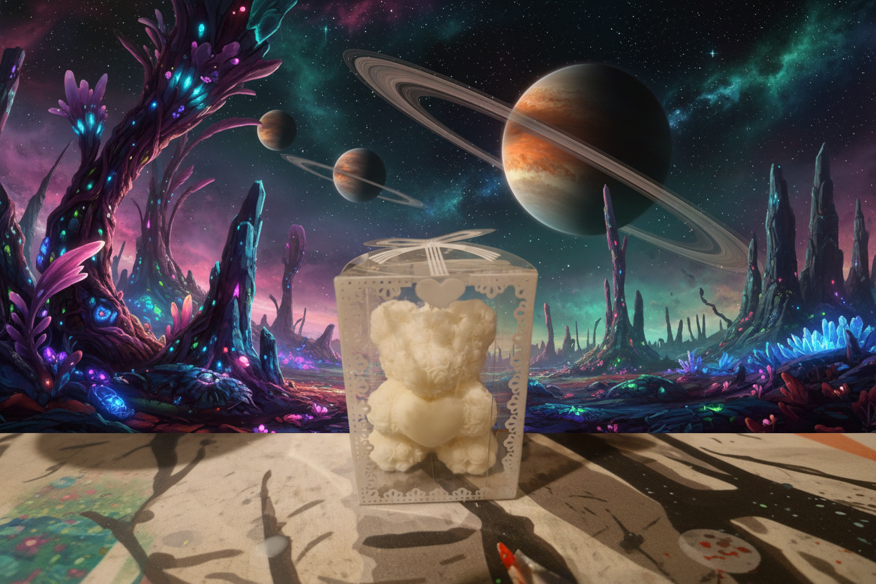 Alien bear candle