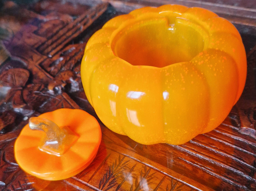 Halloween handmade neon orange pumpkin dish