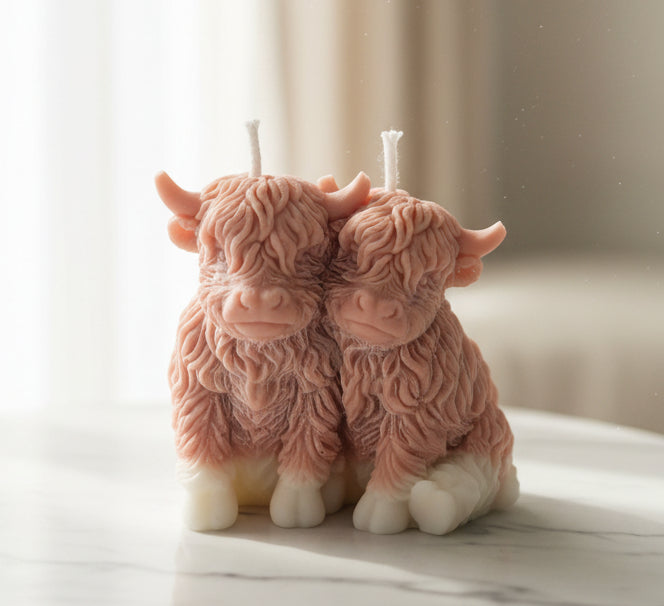 Cuddling Highland cows candle - Dream Stoppable