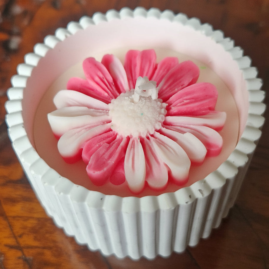 Handmade vessel & Candle, marshmallow & Sweet Cherry