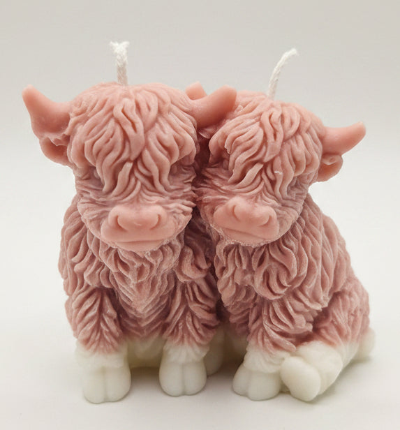 Snuggling Highland cows candle- Dragons Blood