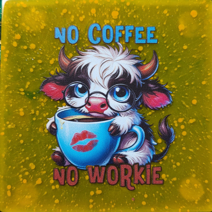 Highland Cow Coaster Set | Set of 4 with Holder