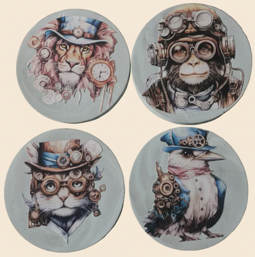 Cartoon steampunk coasters