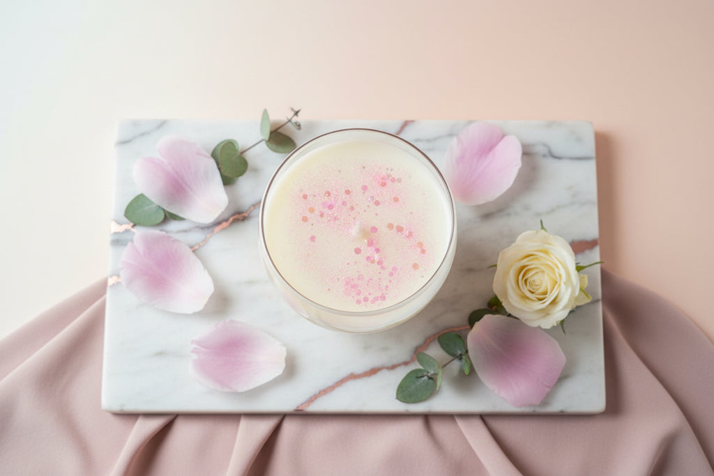 Wine glass candle in coaster