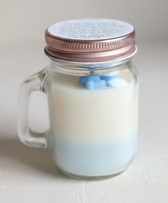 Mason jar candle, baby powder