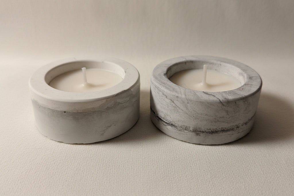 Handmade tealight vessel with Monkey Fart  candle,