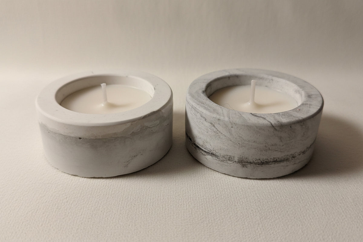 Handmade tealight vessel with Monkey Fart  candle,