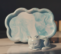 Cloud tray with matching cat tealight holder