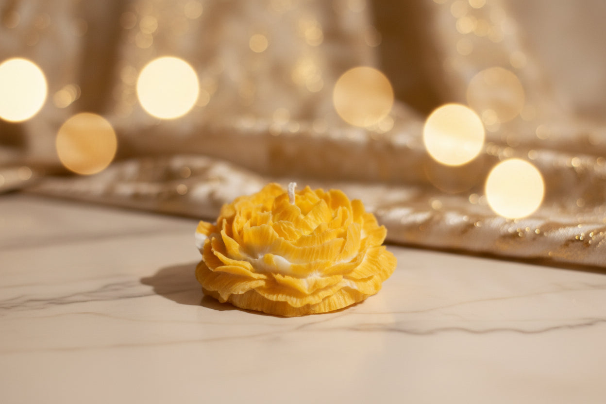 Stunning peony flower candle.