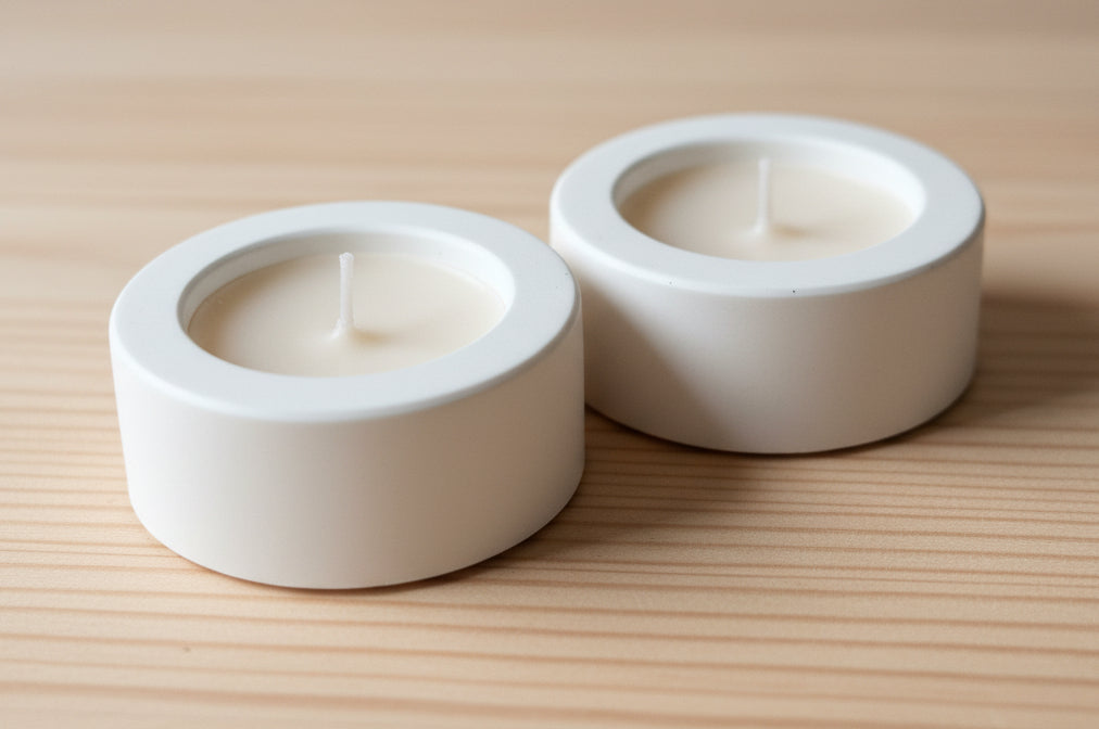 Handmade tealight vessel with Monkey Fart  candle,