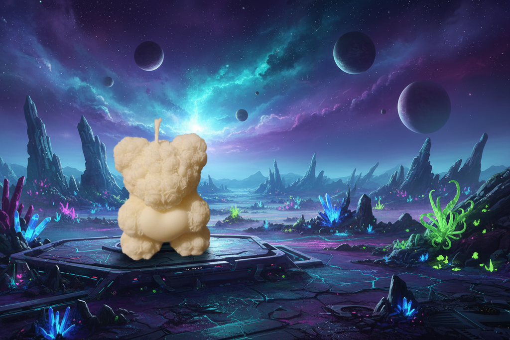 Alien bear candle