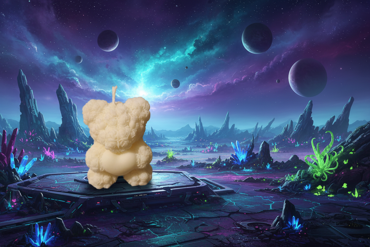 Alien bear candle