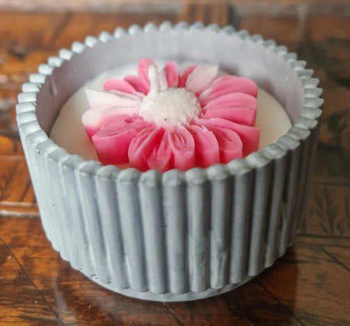 Handmade vessel & Candle, marshmallow & Sweet Cherry