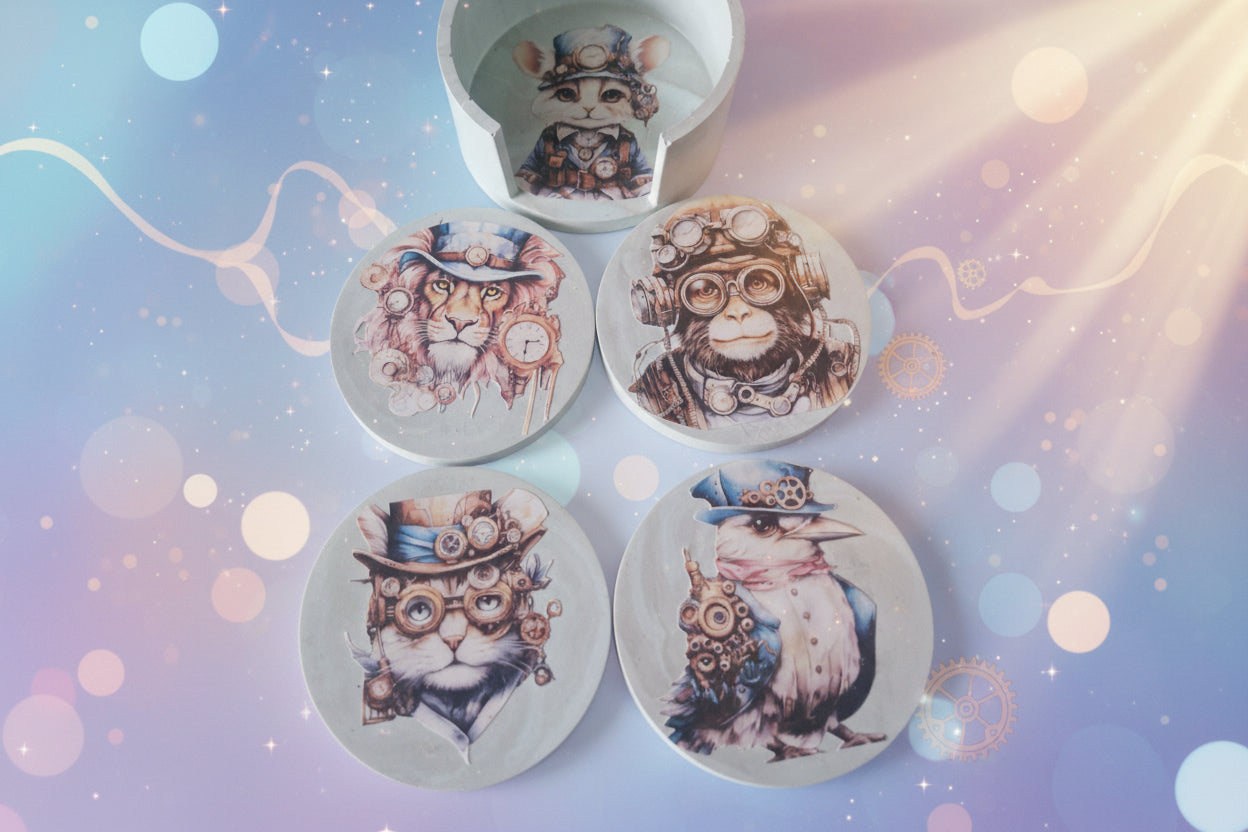 Cartoon steampunk coasters