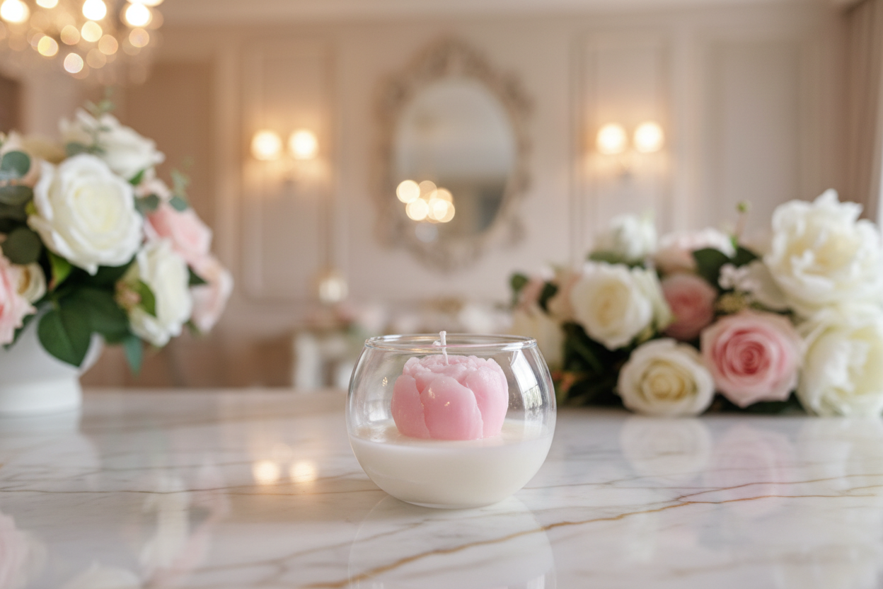 Stunning rose candle